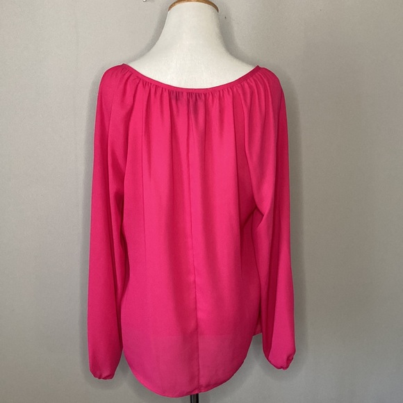 Hot Pink Alfani Top Blouse with Siver Studs Balloon Sleeves Sz 8 - Picture 4 of 6